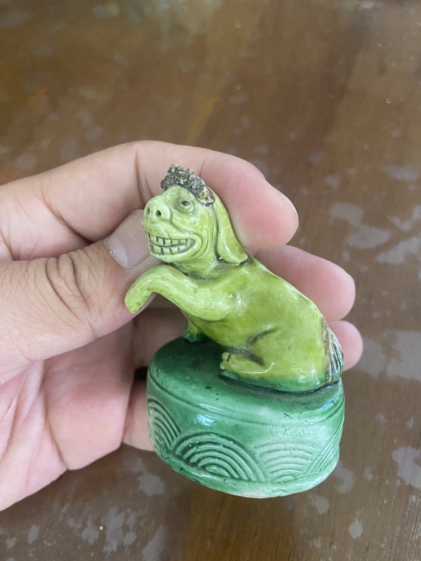 古玩陶瓷民國素三彩 小怪獸 海動物塑像 朱桂發造拍賣,當前價格1200元