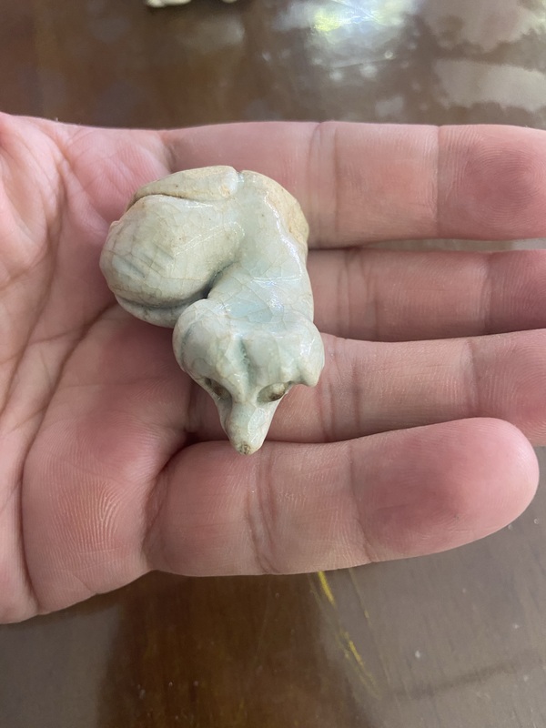 古玩陶瓷宋代湖田窯 點彩 影青小狗拍賣,當前價格3600元
