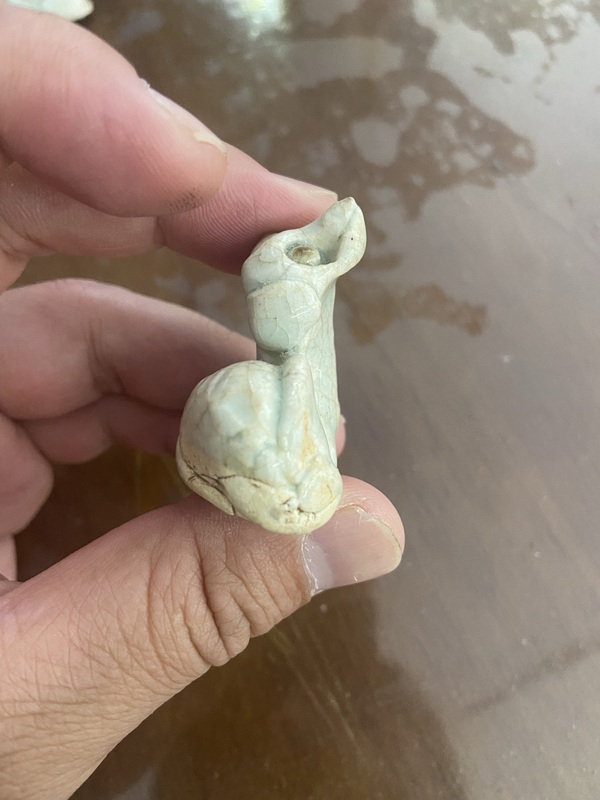古玩陶瓷宋代湖田窯 點彩 影青小狗拍賣,當前價格3600元