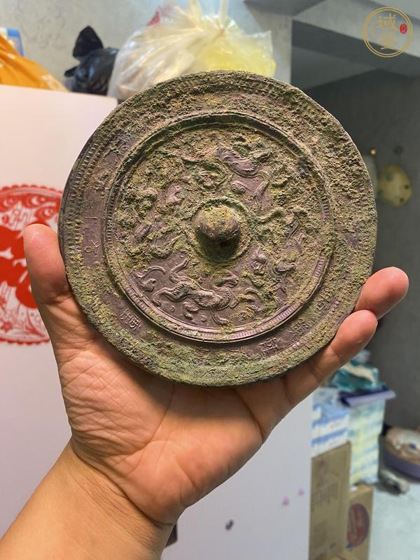 古玩銅器跑獸銘文鏡  真品鑒賞圖