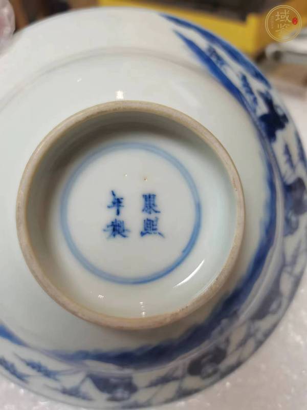 古玩陶瓷竹林七賢青花碗真品鑒賞圖