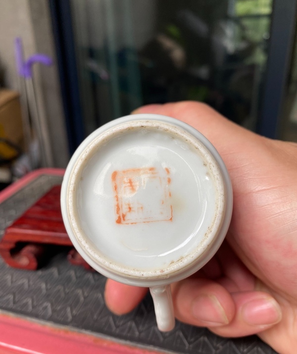古玩陶瓷民國粉彩花鳥紋花口杯拍賣,當前價格380元