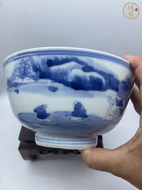 古玩陶瓷青花山水人物碗（日本）真品鑒賞圖