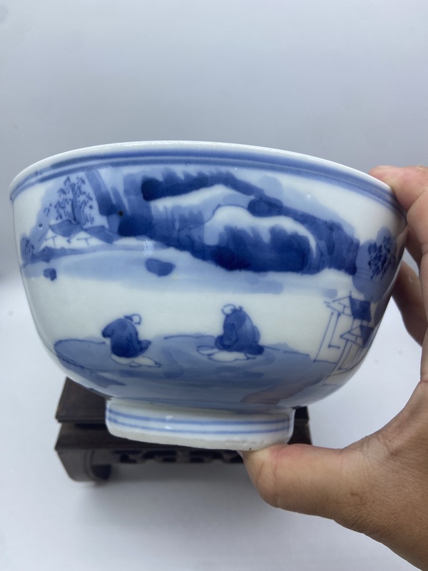 古玩陶瓷19 世紀(jì) 青花山水人物碗拍賣,當(dāng)前價格2000元