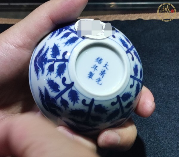 古玩陶瓷青花花卉紋臥足杯，注意品相真品鑒賞圖