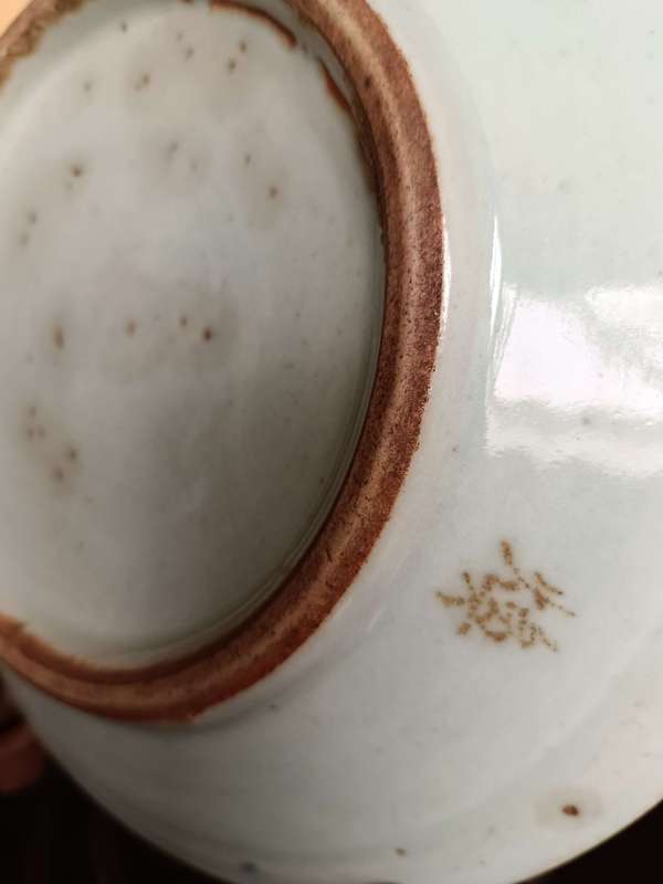 古玩陶瓷清中期.豆青釉青花五福同壽盤(pán)拍賣,當(dāng)前價(jià)格999元