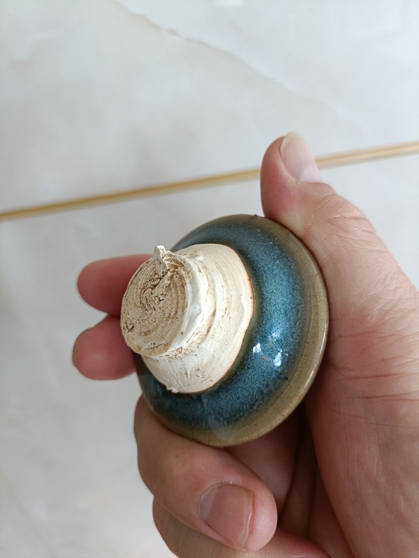 古玩陶瓷五大名窯宋元鈞窯天藍釉紅斑蓋件拍賣,當前價格980元
