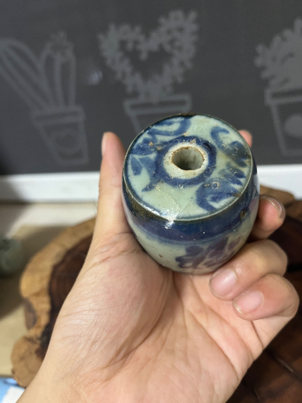 古玩陶瓷晚清青花福字燭臺拍賣,當前價格699元