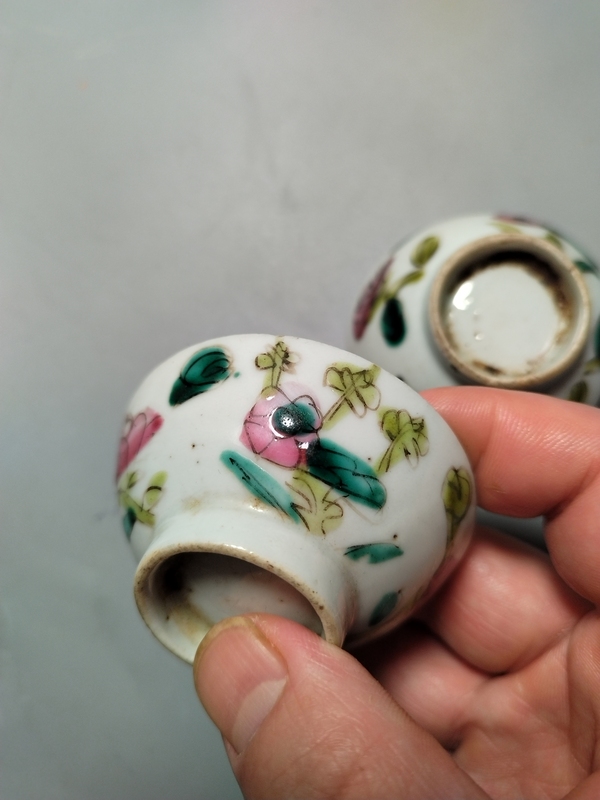 古玩陶瓷清末民初. (一對)粉彩四季花卉紋杯拍賣,當前價格168元