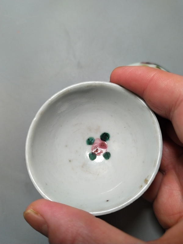 古玩陶瓷清末民初. (一對)粉彩四季花卉紋杯拍賣,當前價格168元