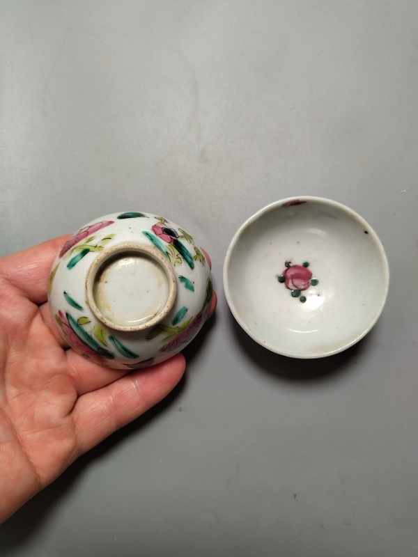 古玩陶瓷清末民初. (一對)粉彩四季花卉紋杯拍賣,當前價格168元