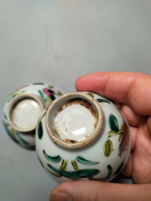 古玩陶瓷清末民初. (一對)粉彩四季花卉紋杯拍賣,當前價格168元