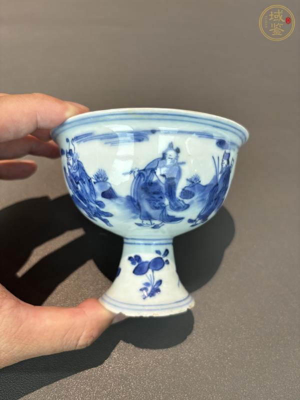 古玩陶瓷青花八仙人物高足杯真品鑒賞圖