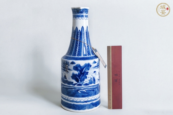 古玩陶瓷清中期·青花漁家樂醒酒器真品鑒賞圖