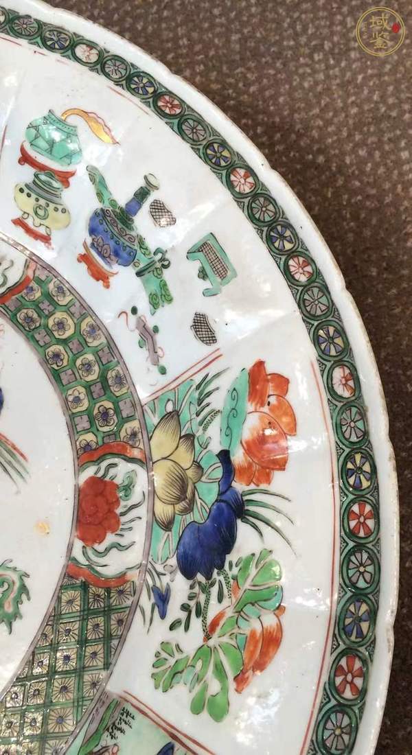 古玩陶瓷五彩鸞鳳和鳴紋大盤真品鑒賞圖