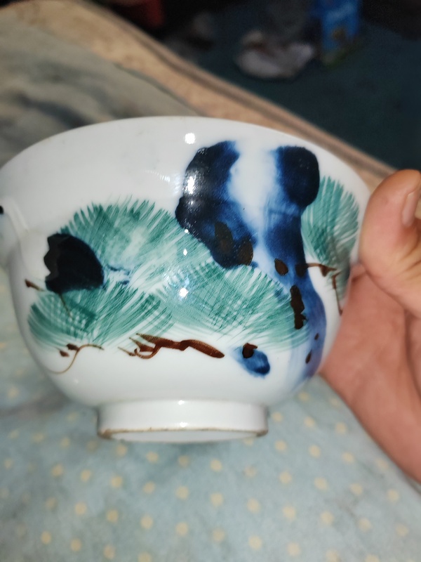 古玩陶瓷釉下彩松鶴延年圖折沿碗一對價格拍賣,當前價格560元