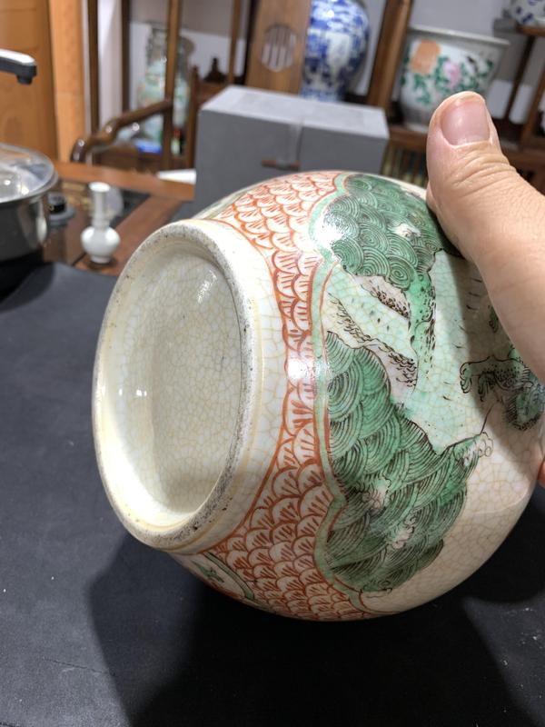 古玩陶瓷哥釉開光五彩海水瑞獸圖葫蘆瓶拍賣,當前價格26800元