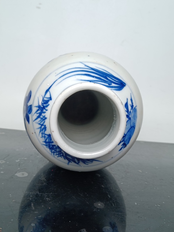 古玩陶瓷晚清青花花鳥紋雞腿瓶拍賣,當前價格4500元