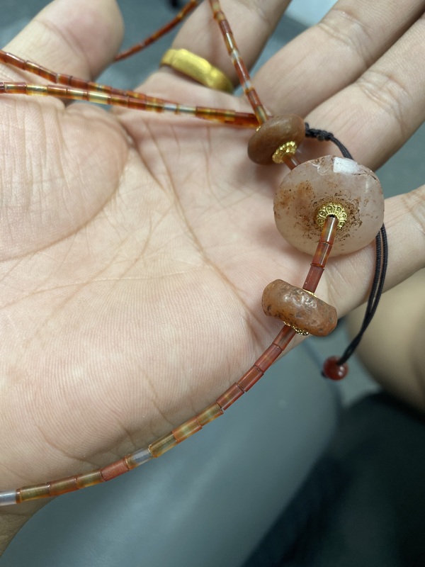古玩玉器文化期瑪瑙“磨盤珠”拍賣,當前價格4000元