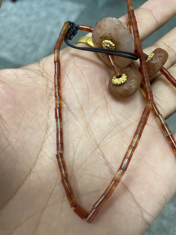 古玩玉器文化期瑪瑙“磨盤珠”拍賣,當前價格4000元