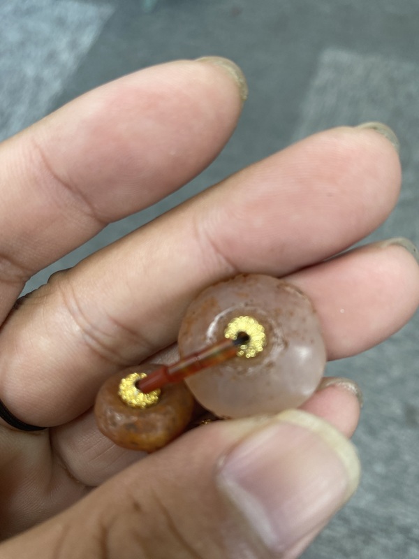 古玩玉器文化期瑪瑙“磨盤珠”拍賣,當前價格4000元