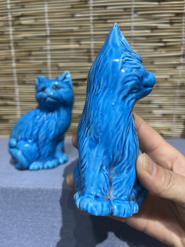 古玩陶瓷孔雀藍釉貍貓擺件拍賣,當前價格1399元