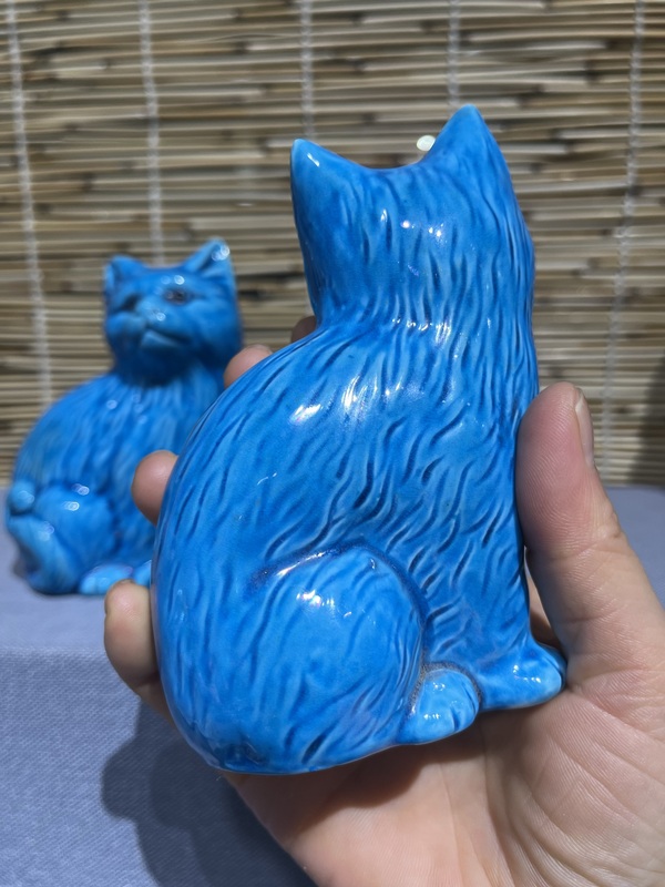古玩陶瓷孔雀藍釉貍貓擺件拍賣,當前價格1399元