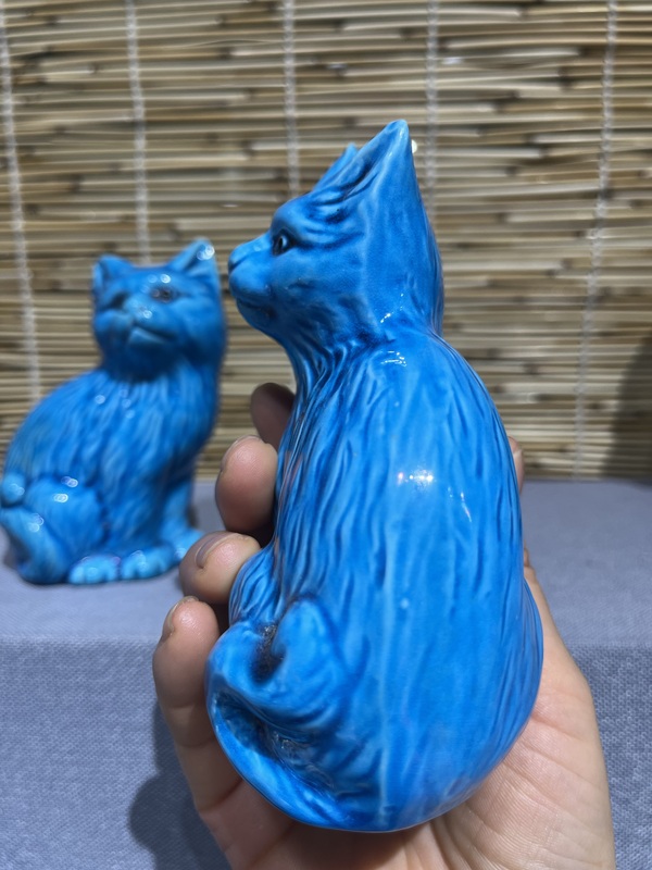 古玩陶瓷孔雀藍釉貍貓擺件拍賣,當前價格1399元