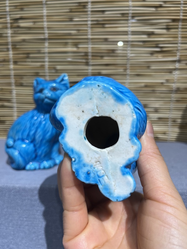 古玩陶瓷孔雀藍釉貍貓擺件拍賣,當前價格1399元