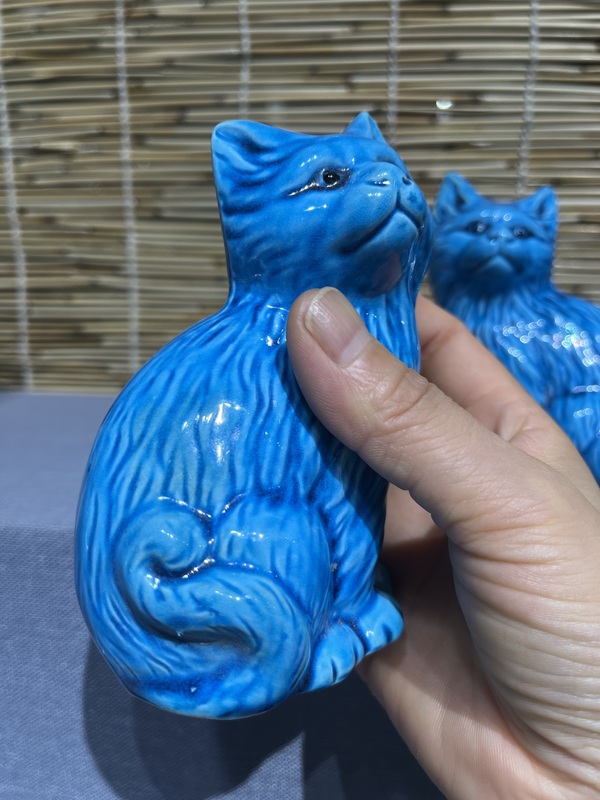 古玩陶瓷孔雀藍釉貍貓擺件拍賣,當前價格1399元