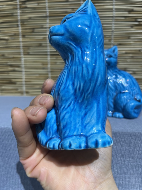 古玩陶瓷孔雀藍釉貍貓擺件拍賣,當前價格1399元
