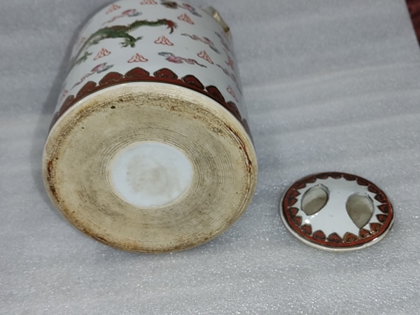 古玩陶瓷粉彩龍鳳紋提梁壺拍賣,當前價格680元