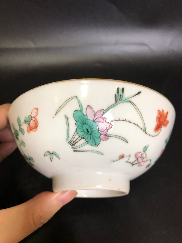 古玩陶瓷清道光 細路粉彩飛黃騰達紋茶碗拍賣，當前價格3800元