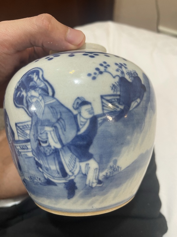 古玩陶瓷青花人物故事紋蓋罐拍賣，當(dāng)前價(jià)格3500元