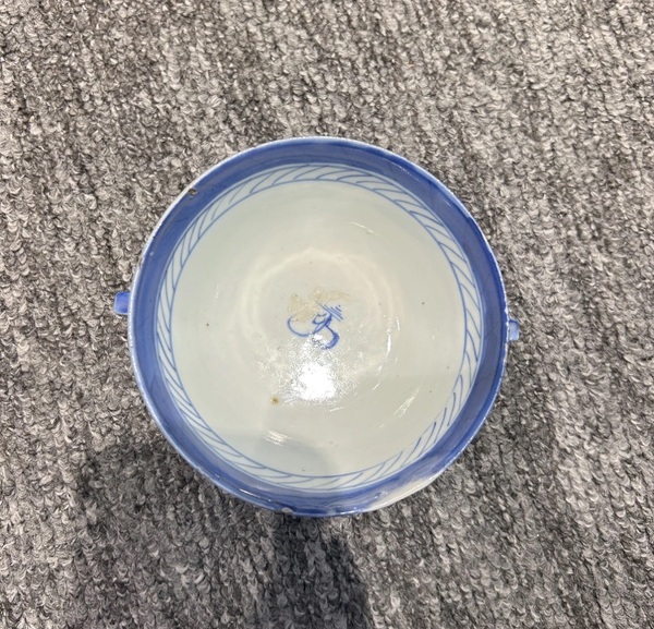 古玩陶瓷晚清青花山水紋雙耳杯拍賣,當前價格1200元