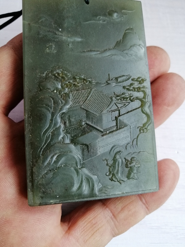 古玩玉器和田玉雕“山水牌”拍賣,當前價格1688元
