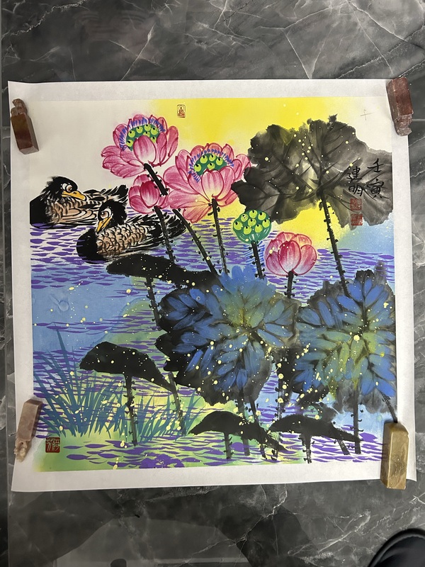 古玩字畫童建明《寫意荷花》拍賣,當前價格788元