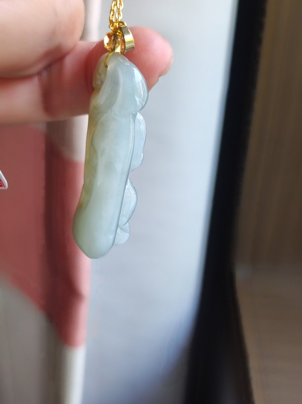 古玩玉器天然翡翠雕“靈芝如意”掛件拍賣,當前價格3860元