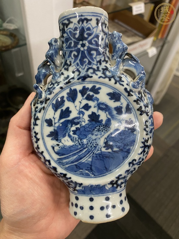 古玩陶瓷鳳紋青花抱月瓶真品鑒賞圖