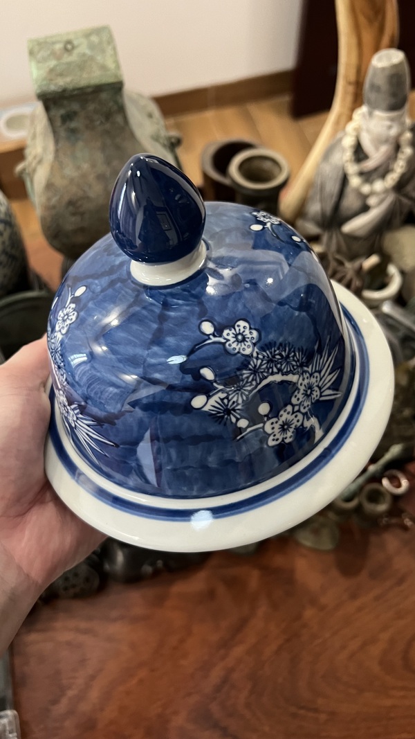 古玩陶瓷青花留白梅花松鶴將軍罐拍賣,當前價格1260元