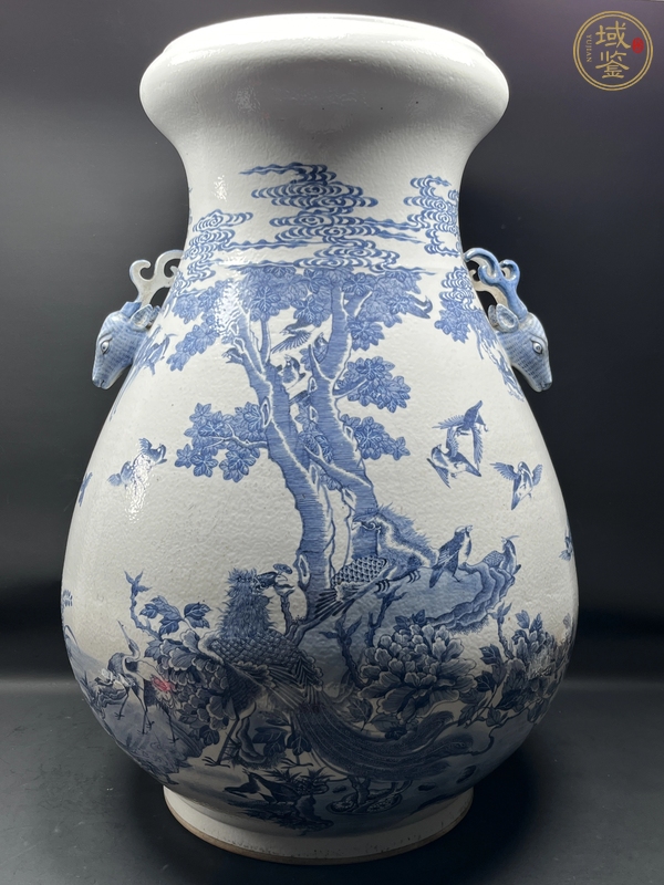 古玩陶瓷青花百鳥朝鳳鹿頭尊真品鑒賞圖