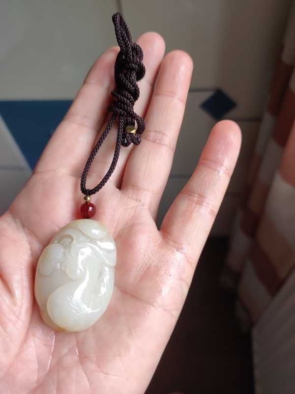 古玩玉器玉雕“鵝如意”掛件拍賣,當前價格1360元