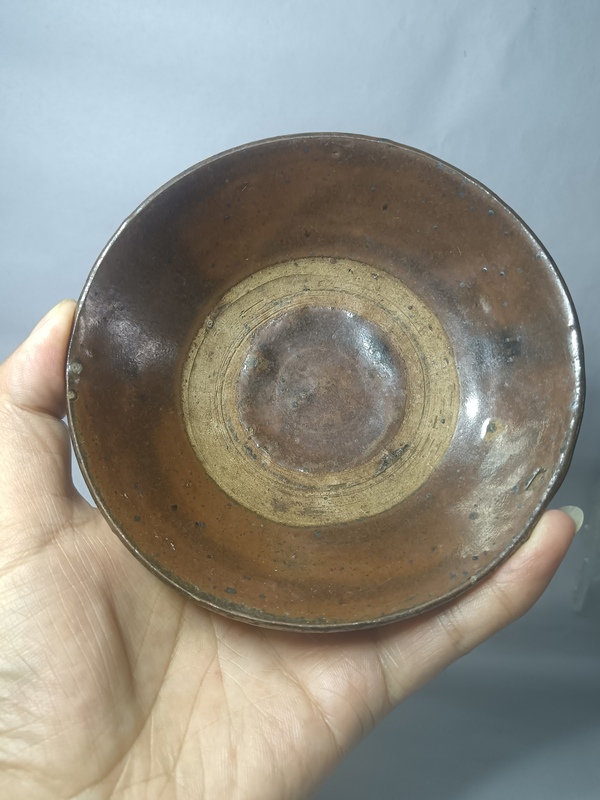 古玩陶瓷元末明初~磁州窯窯變褐釉茶碗拍賣,當前價格680元