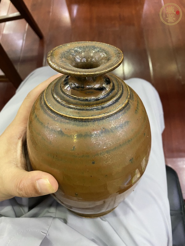 古玩陶瓷磁州窯系褐釉撇口瓶真品鑒賞圖