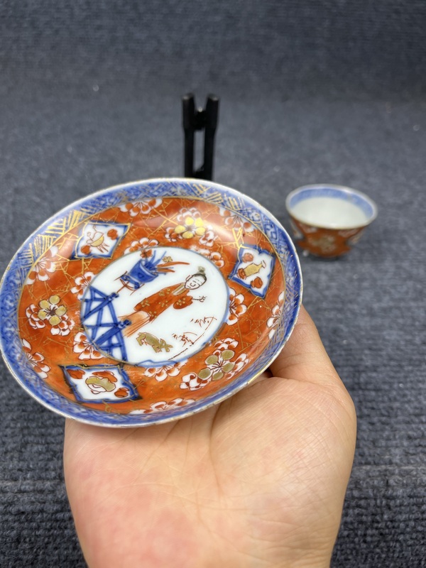 古玩陶瓷青花礬紅人物杯盤拍賣,當前價格2288元