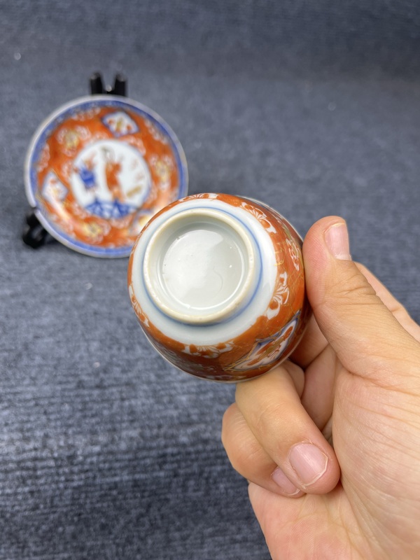 古玩陶瓷青花礬紅人物杯盤拍賣,當前價格2288元
