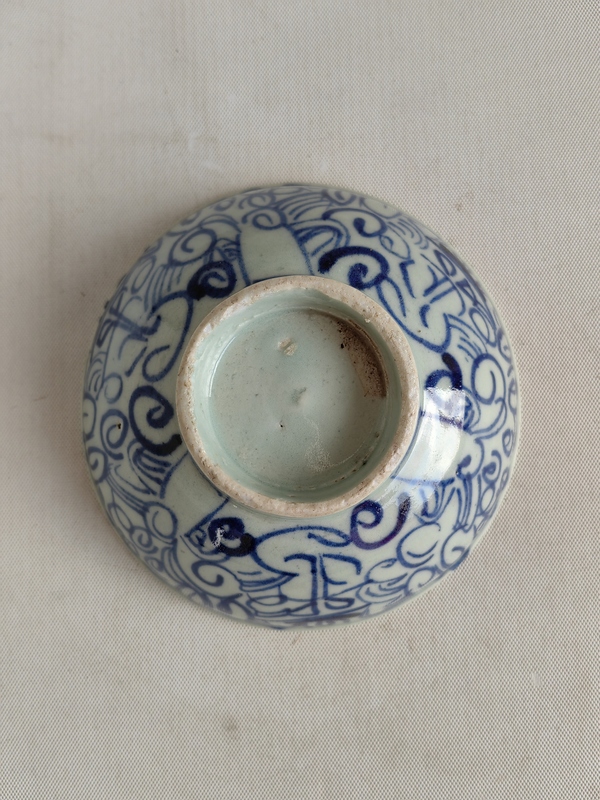 古玩陶瓷青花淡描花卉紋喜字碗拍賣,當前價格298元