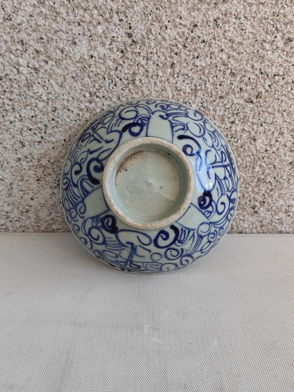 古玩陶瓷青花淡描花卉紋喜字碗拍賣,當前價格298元