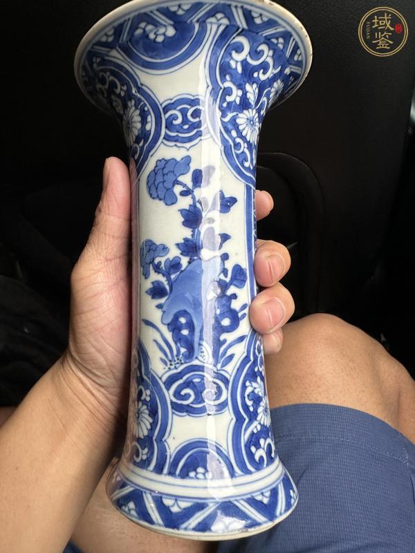 古玩陶瓷清康熙青花花卉紋花觚真品鑒賞圖