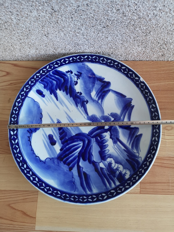 古玩陶瓷山水紋青花盤拍賣,當前價格550元